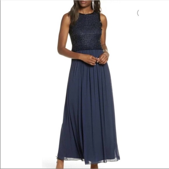 Pisarro Nights dark navy beaded bodice dress - Picture 2 of 12
